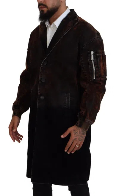 Pre-owned Dsquared2 Dsquared² Brown Full Button Men Long Coat Cotton Men's Jacket ()