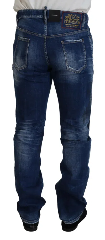 Pre-owned Dsquared2 Dsquared² Blue Washed Patchwork Straight Fit Denim Men's Jeans ()
