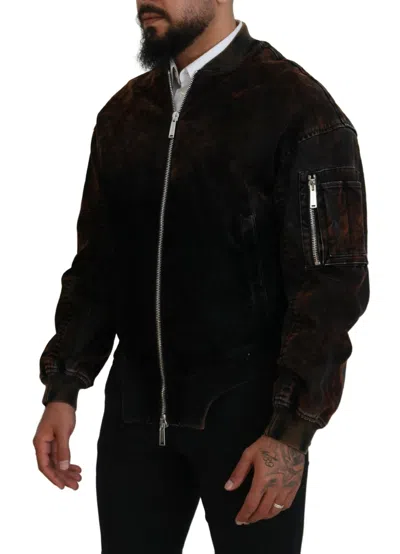 Pre-owned Dsquared2 Dsquared² Brown Cotton Bomber Zipper Pocket Sleeves Men's Jacket ()