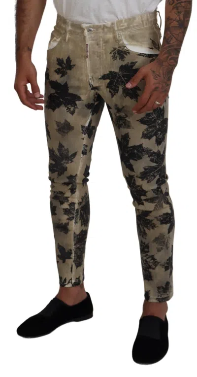 Pre-owned Dsquared2 Dsquared² Brown Cotton Printed Skinny Men Casual Denim Men's Jeans ()