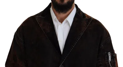 Pre-owned Dsquared2 Dsquared² Brown Full Button Men Long Coat Cotton Men's Jacket ()