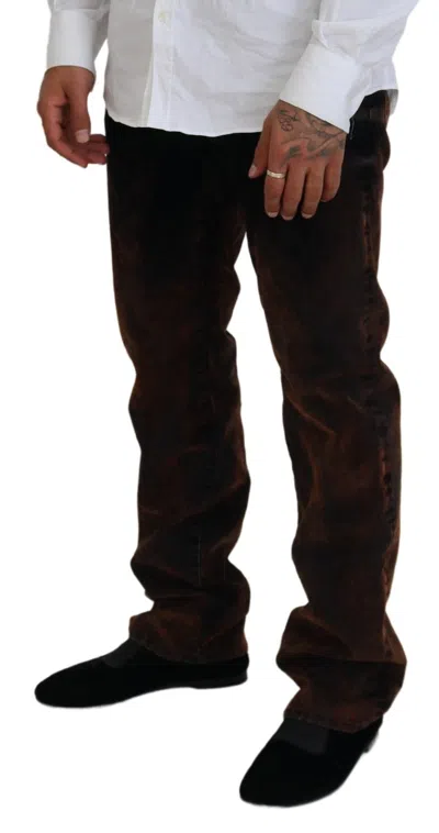 Pre-owned Dsquared2 Dsquared² Brown Washed Cotton Straight Fit Casual Denim Men's Jeans ()