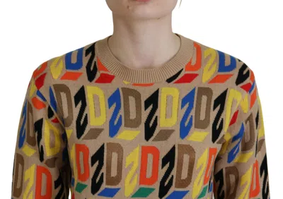 Pre-owned Dsquared2 Dsquared² Brown Cotton Long Sleeve Crew Neck Printed Women's Sweater ()