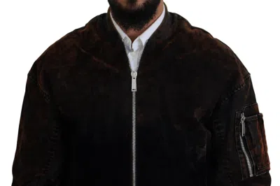 Pre-owned Dsquared2 Dsquared² Brown Cotton Bomber Zipper Pocket Sleeves Men's Jacket ()