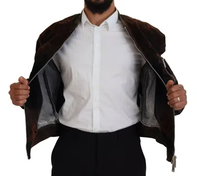Pre-owned Dsquared2 Dsquared² Brown Cotton Bomber Zipper Pocket Sleeves Men's Jacket ()