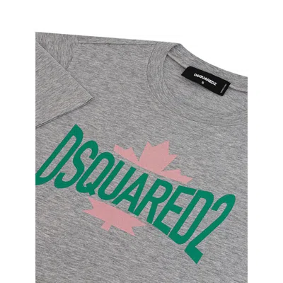 Dsquared2 Gray Logo Cotton Crewneck Short Sleeve Tee T-shirt In Gray
