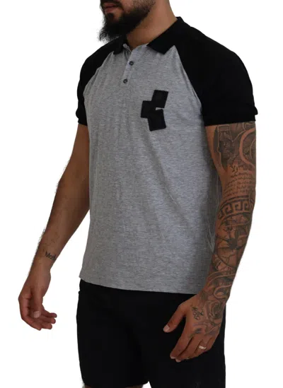 Pre-owned Dsquared2 Dsquared² Gray Black Cotton Short Sleeves Collared Men's T-shirt () In Black And Gray