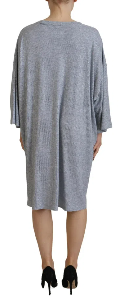 Pre-owned Dsquared2 Dsquared² Gray Crystal Embellished Cotton Long Sleeves Women's Dress ()
