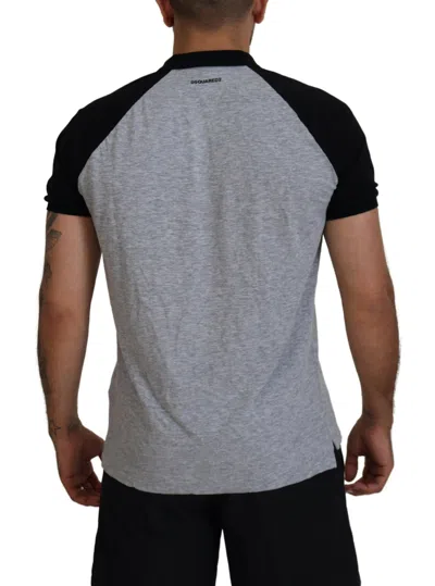 Pre-owned Dsquared2 Dsquared² Gray Black Cotton Short Sleeves Collared Men's T-shirt () In Black And Gray
