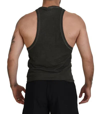 Dsquared2 Gray Cotton Linen Sleeveless Tank T-shirt In Gray