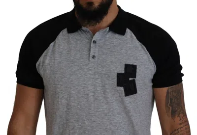 Pre-owned Dsquared2 Dsquared² Gray Black Cotton Short Sleeves Collared Men's T-shirt () In Black And Gray