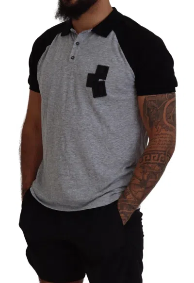Pre-owned Dsquared2 Dsquared² Gray Black Cotton Short Sleeves Collared Men's T-shirt () In Black And Gray