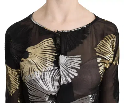 Pre-owned Dsquared2 Dsquared² Gold Silver Silk Jacquard See Through Top Women's Blouse () In Gold Black