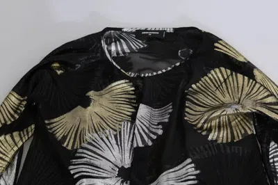 Pre-owned Dsquared2 Dsquared² Gold Silver Silk Jacquard See Through Top Women's Blouse () In Gold Black