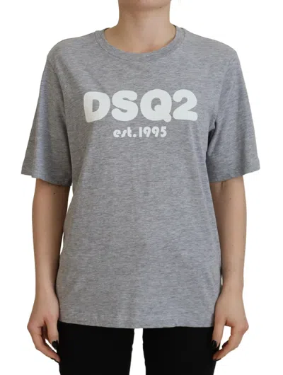 Pre-owned Dsquared2 Dsquared² Gray Logo Cotton Crewneck Short Sleeve Tee Women's T-shirt ()