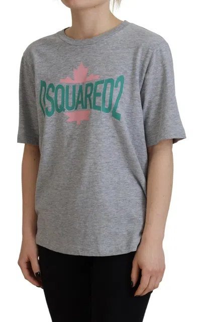 Pre-owned Dsquared2 Dsquared² Gray Logo Cotton Crewneck Short Sleeve Tee Women's T-shirt ()