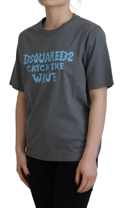 Pre-owned Dsquared2 Dsquared² Gray Logo Cotton Crewneck Short Sleeve Tee Women's T-shirt ()