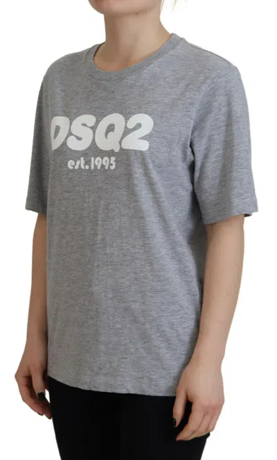 Pre-owned Dsquared2 Dsquared² Gray Logo Cotton Crewneck Short Sleeve Tee Women's T-shirt ()
