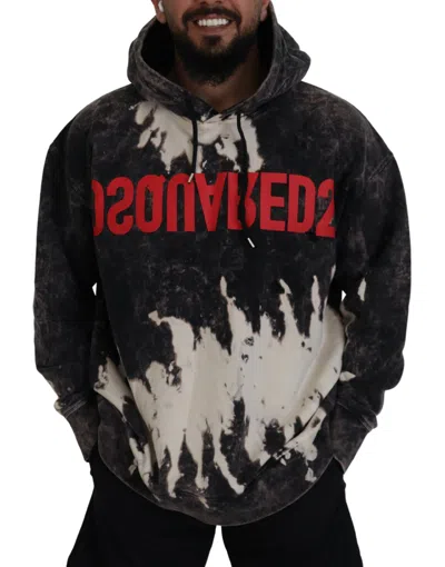Pre-owned Dsquared2 Dsquared² Gray Wash Hooded Printed Men Pullover Men's Sweater ()