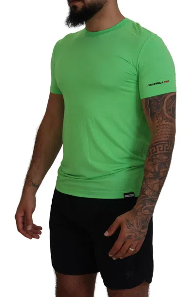 Dsquared2 Green Modal Short Sleeves Crewneck T-shirt In Green