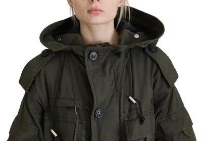 Pre-owned Dsquared2 Dsquared² Green Hooded Full Zip Long Parka Coat Women's Jacket ()