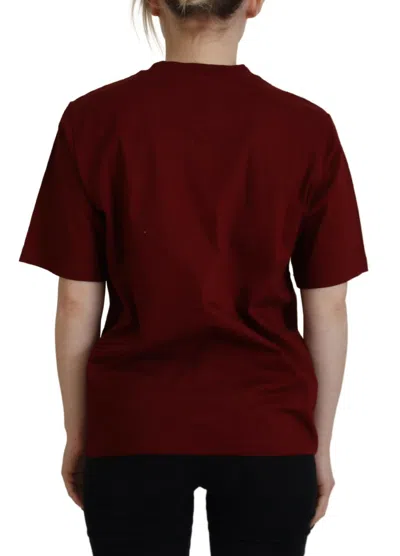 Pre-owned Dsquared2 Dsquared² Maroon Logo Cotton Crewneck Short Sleeve Tee Women's T-shirt ()