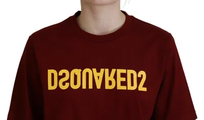 Pre-owned Dsquared2 Dsquared² Maroon Logo Cotton Crewneck Short Sleeve Tee Women's T-shirt ()