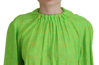Pre-owned Dsquared2 Dsquared² Green Stars Print Viscose Long Sleeves Blouse Women's Top ()