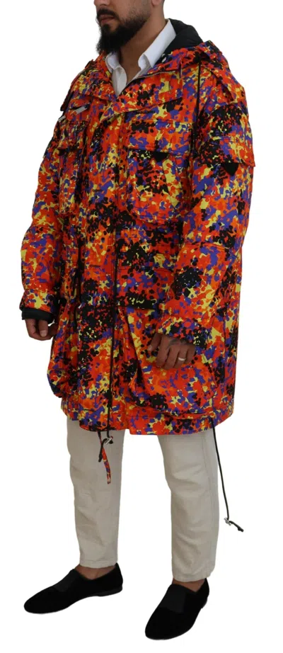 Pre-owned Dsquared2 Dsquared² Multicolor Long Hooded Cargo Pocket Coat Men's Jacket ()