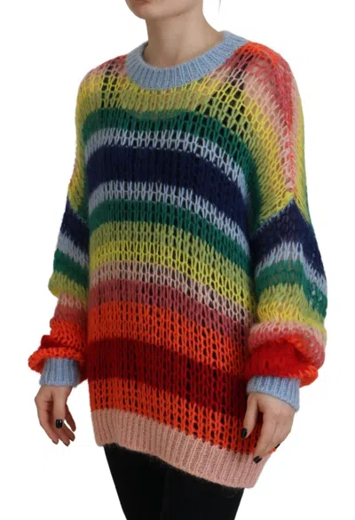 Pre-owned Dsquared2 Dsquared² Multicolor Knitted Mohair Crewneck Pullover Women's Sweater ()
