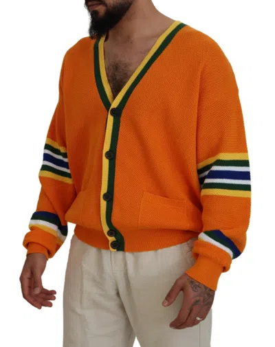 Pre-owned Dsquared2 Dsquared² Orange Cotton Long Sleeves Men Cardigan Men's Sweater ()