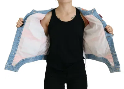 Pre-owned Dsquared2 Dsquared² Orange Blue Panelled Button Front Denim Women's Jacket ()