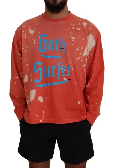 Pre-owned Dsquared2 Dsquared² Orange Printed Long Sleeves Pullover Men's Sweater ()