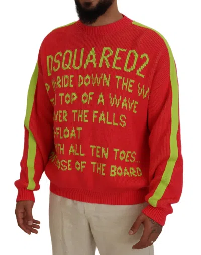 Pre-owned Dsquared2 Dsquared² Orange Cotton Printed Long Sleeves Pullover Men's Sweater ()