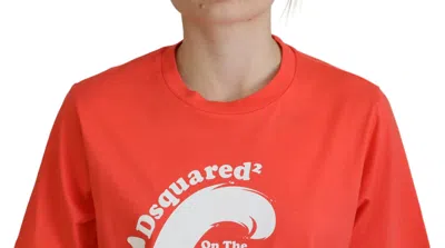 Pre-owned Dsquared2 Dsquared² Orange Logo Cotton Crewneck Short Sleeve Women's T-shirt ()