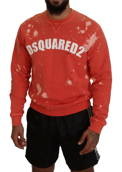 Pre-owned Dsquared2 Dsquared² Orange Printed Long Sleeves Pullover Men's Sweater ()