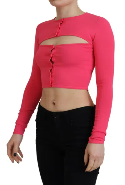 Pre-owned Dsquared2 Dsquared² Pink Viscose Knit Open Chest Long Sleeves Women's Top ()