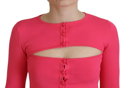 Pre-owned Dsquared2 Dsquared² Pink Viscose Knit Open Chest Long Sleeves Women's Top ()