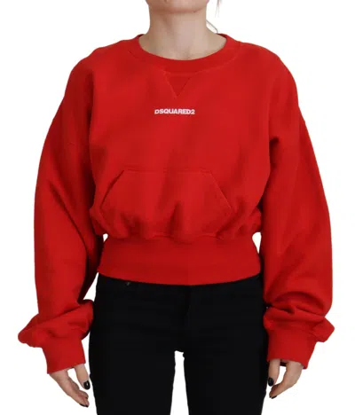 Pre-owned Dsquared2 Dsquared² Red Logo Print Women Crew Neck Long Sleeve Women's Sweater ()