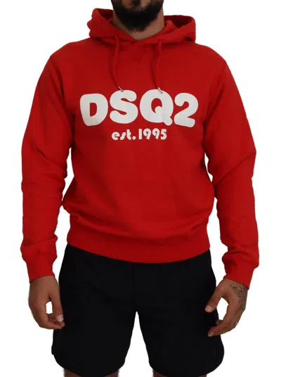 Pre-owned Dsquared2 Dsquared² Red Cotton Hooded Printed Men Pullover Men's Sweater ()