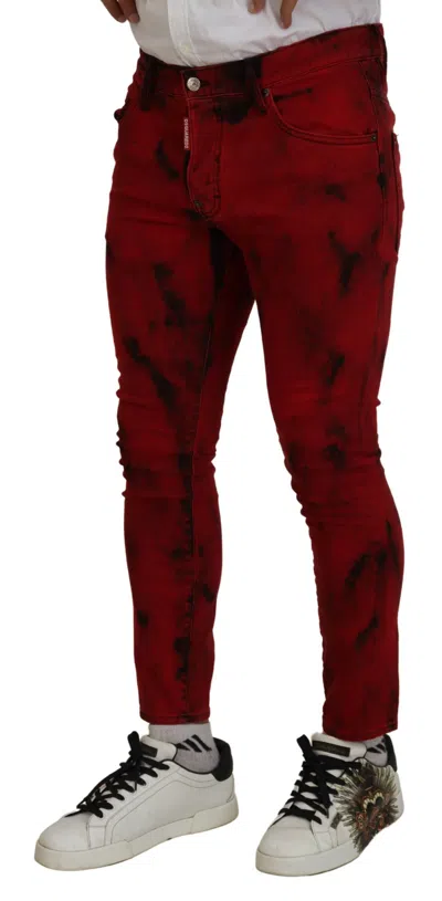 Pre-owned Dsquared2 Dsquared² Red Cotton Tie Dye Skinny Casual Denim Men's Jeans ()