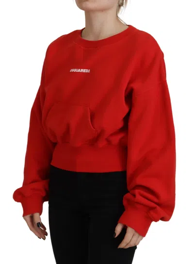 Pre-owned Dsquared2 Dsquared² Red Logo Print Women Crew Neck Long Sleeve Women's Sweater ()