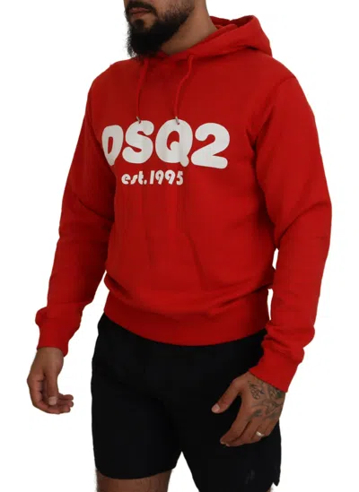 Pre-owned Dsquared2 Dsquared² Red Cotton Hooded Printed Men Pullover Men's Sweater ()