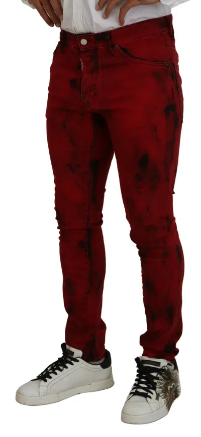 Pre-owned Dsquared2 Dsquared² Red Cotton Tie Dye Skinny Casual Men Denim Men's Jeans ()