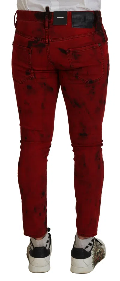 Pre-owned Dsquared2 Dsquared² Red Cotton Tie Dye Skinny Casual Denim Men's Jeans ()
