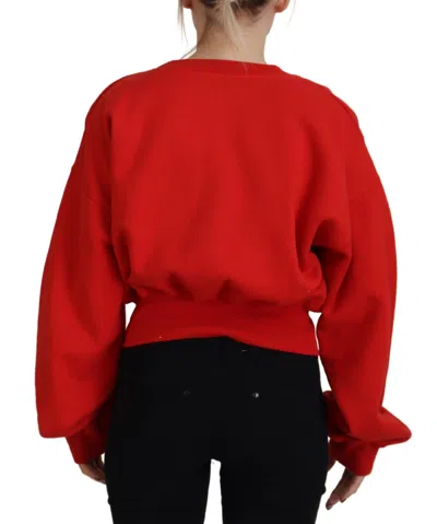 Pre-owned Dsquared2 Dsquared² Red Logo Print Women Crew Neck Long Sleeve Women's Sweater ()