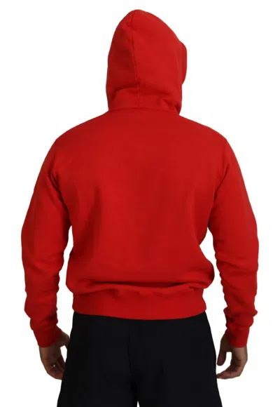 Pre-owned Dsquared2 Dsquared² Red Cotton Hooded Printed Men Pullover Men's Sweater ()