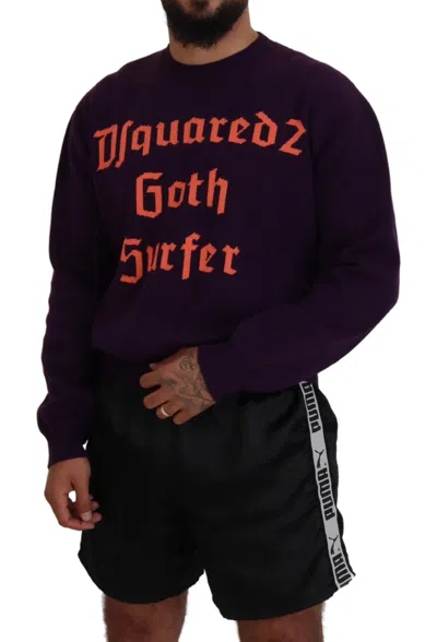 Pre-owned Dsquared2 Dsquared² Purple Cotton Printed Men Pullover Men's Sweater ()