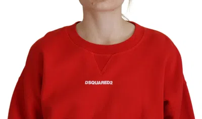Pre-owned Dsquared2 Dsquared² Red Logo Print Women Crew Neck Long Sleeve Women's Sweater ()