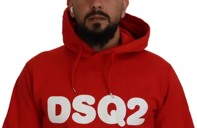 Pre-owned Dsquared2 Dsquared² Red Cotton Hooded Printed Men Pullover Men's Sweater ()